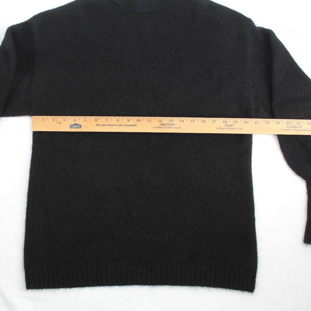 Black Mohair Sweater Puffy Sleeves Boxy Oversized Fluffy Knit Tall Ribbed Cuffs - Picture 11 of 14